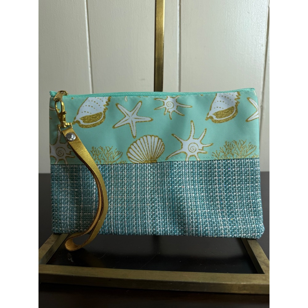 Seashell Wristlet Clutch Women's‎ Small Zipper Beach Purse Handbag